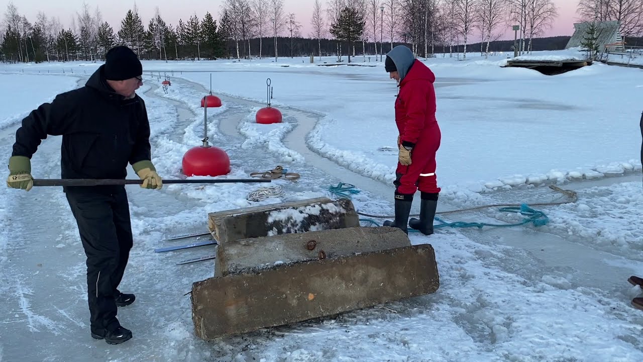 poijun ja painojen vienti jäälle