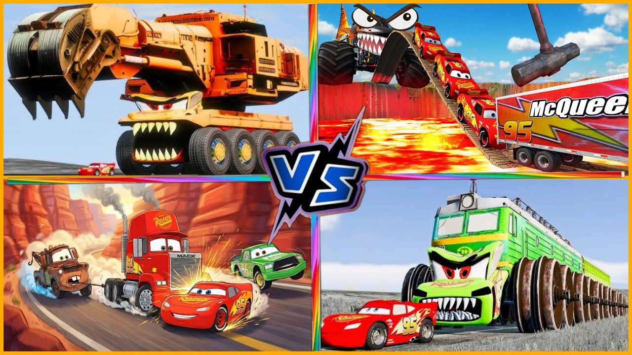 ICE BALL McQUEEN vs LAVA SHARK! 🏎️🦈 Hammer Smash!