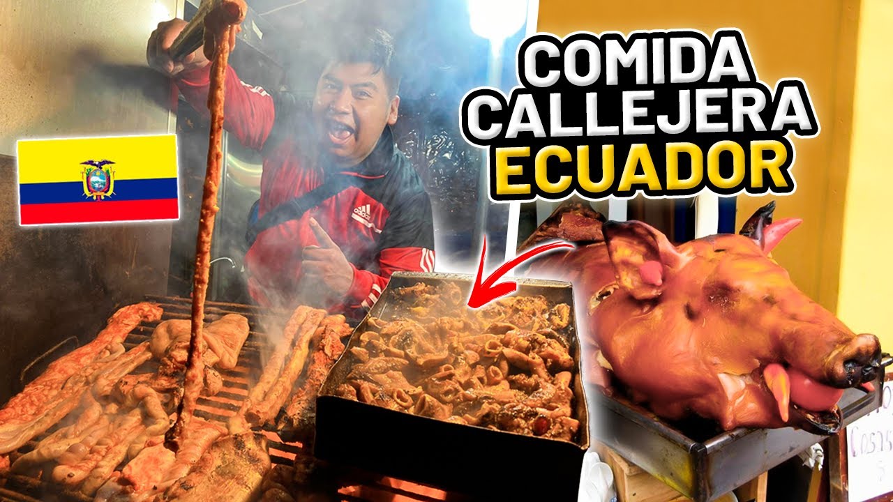 PROBANDO COMIDA CALLEJERA en ECUADOR 🇪🇨 *tripa de vaca* 🐄