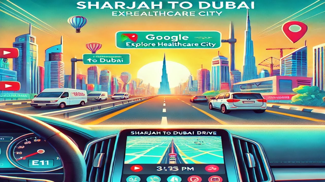 Google Maps & Dash Cam Guide: Sharjah to Dubai Drive E11 | Explore Healthcare City