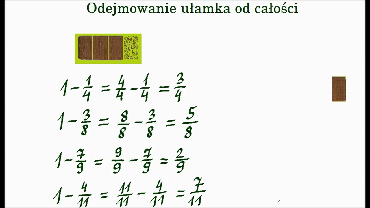 Odejmowanie ułamków o jednakowych mianownikach