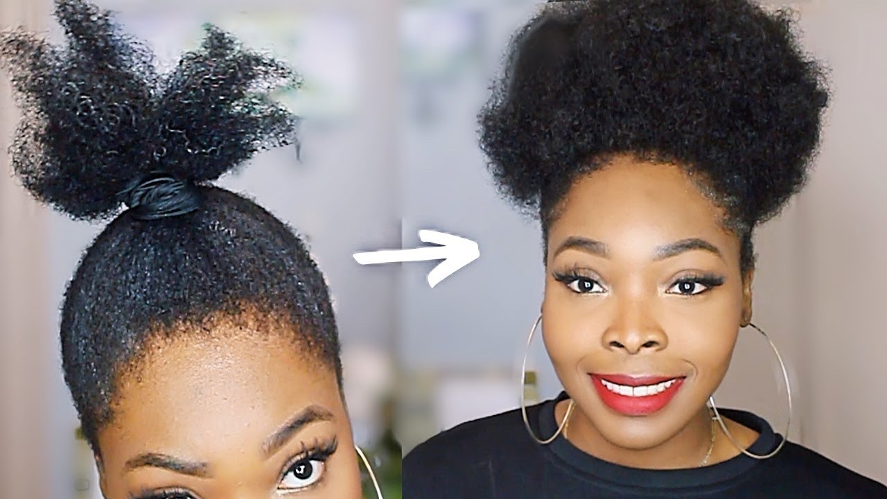How To Fake A Bigger Puff On Short Natural Hair | High Sleek Puff On Coarse Thick Natural 4c Hair