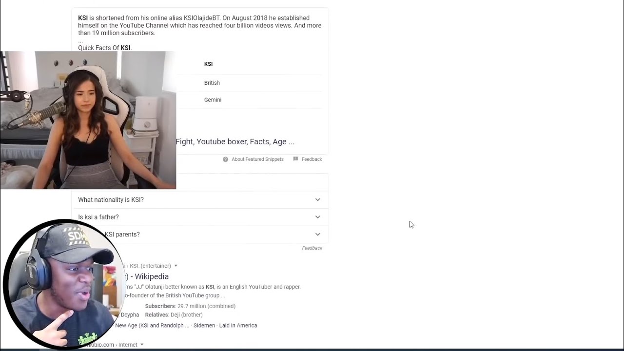 Pokimane Googles KSI's Ethnicity