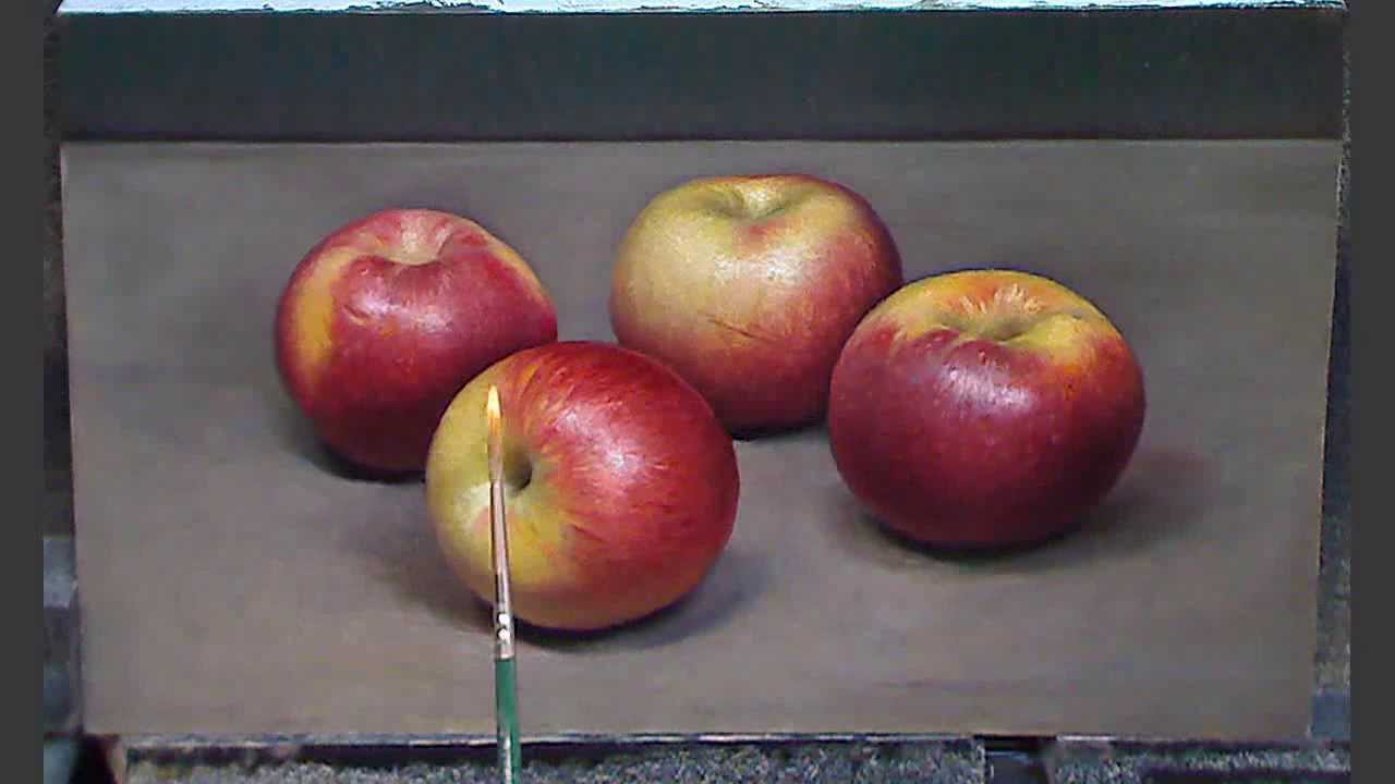 Apple oil painting time lapse