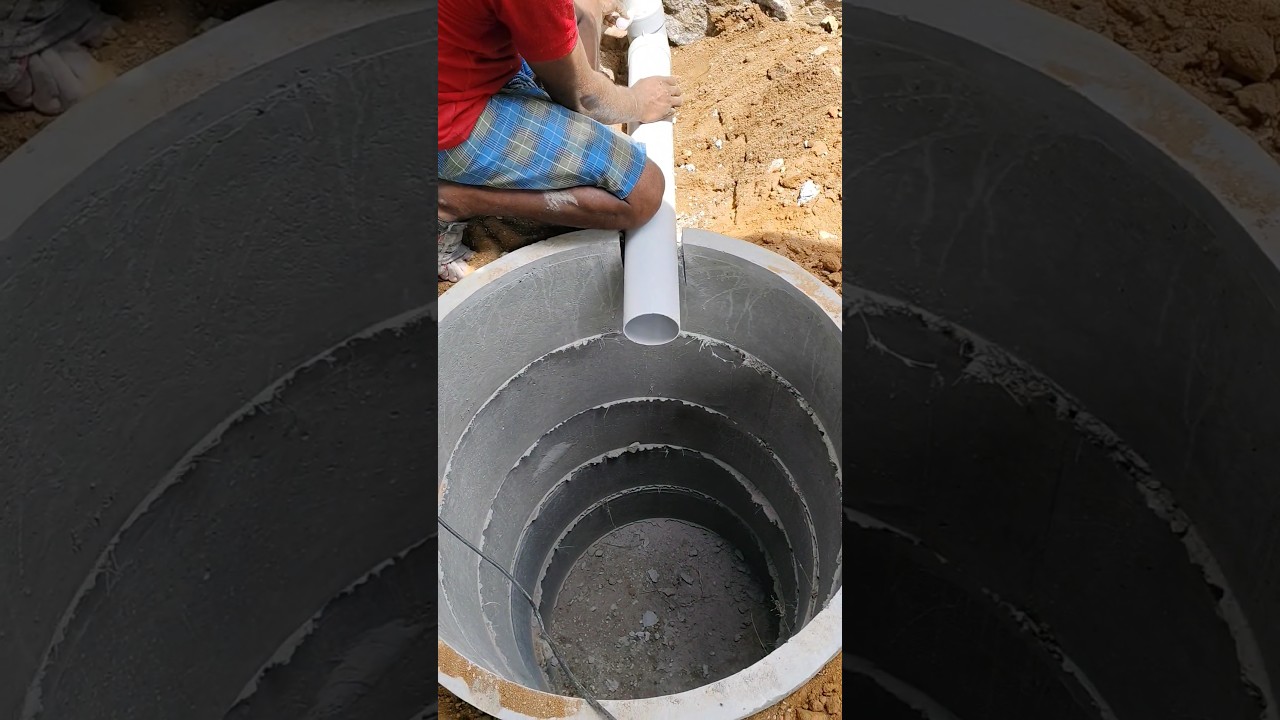 Septic tank pipe installation 👍#construction #shortsfeed #shorts #installation