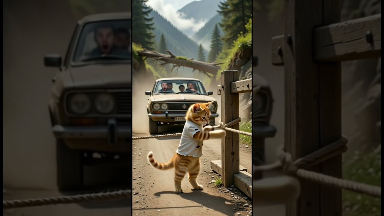 Cat Blocks Road with Tree... Saves Men from Falling Bridge 😭❤️