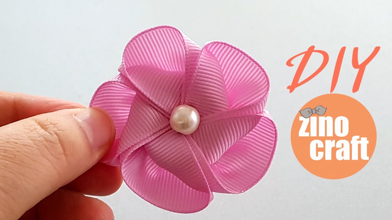 How to make ribbon flower/Ribbon easy making Tutorial/Ribbon flower work
