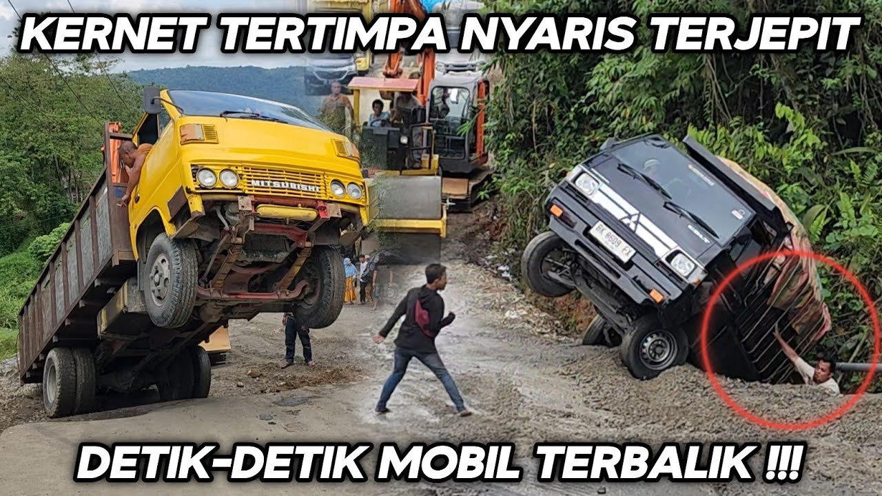 Kernet Tertimpa Nyaris Terjepit !!! DETIK-detik Mobil Terbalik Di Tanjakan Batu Jomba