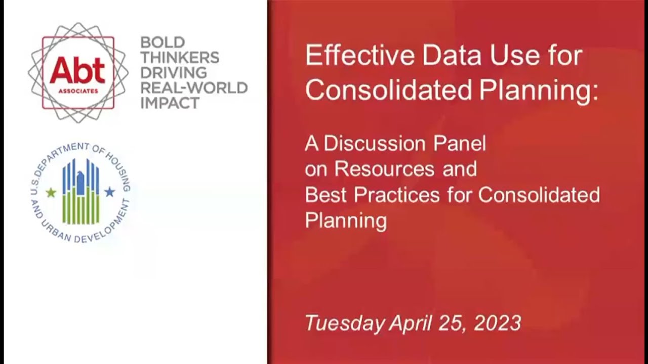 Effective Data Use for Consolidated Planning: A Discussion Panel on Resources and Best Practices