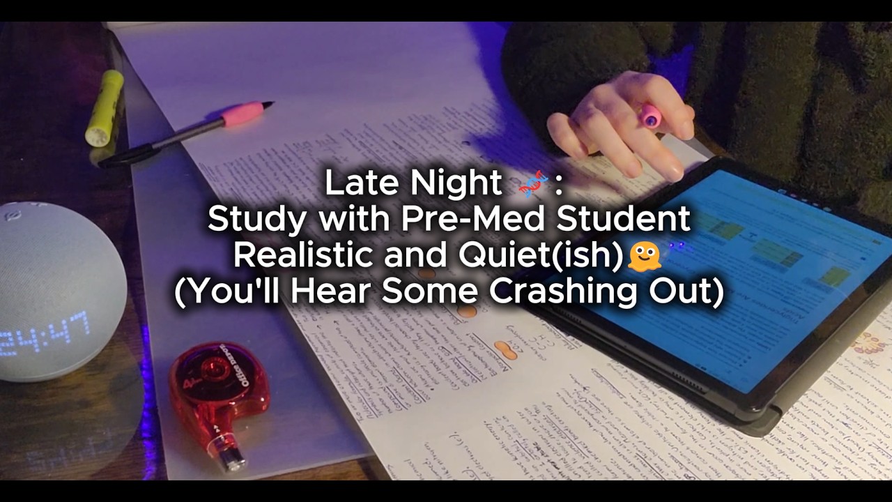 Late Night Study with Me | Pre-Med Student | Fan and Real life noises