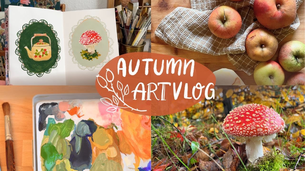 A cozy autumn day 🍁🍄slow living, sketchbook painting & cooking