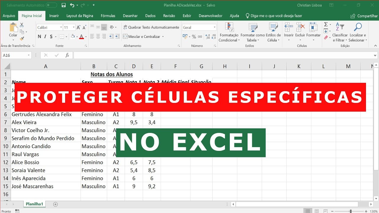 Bloquear / Proteger células específicas no Excel
