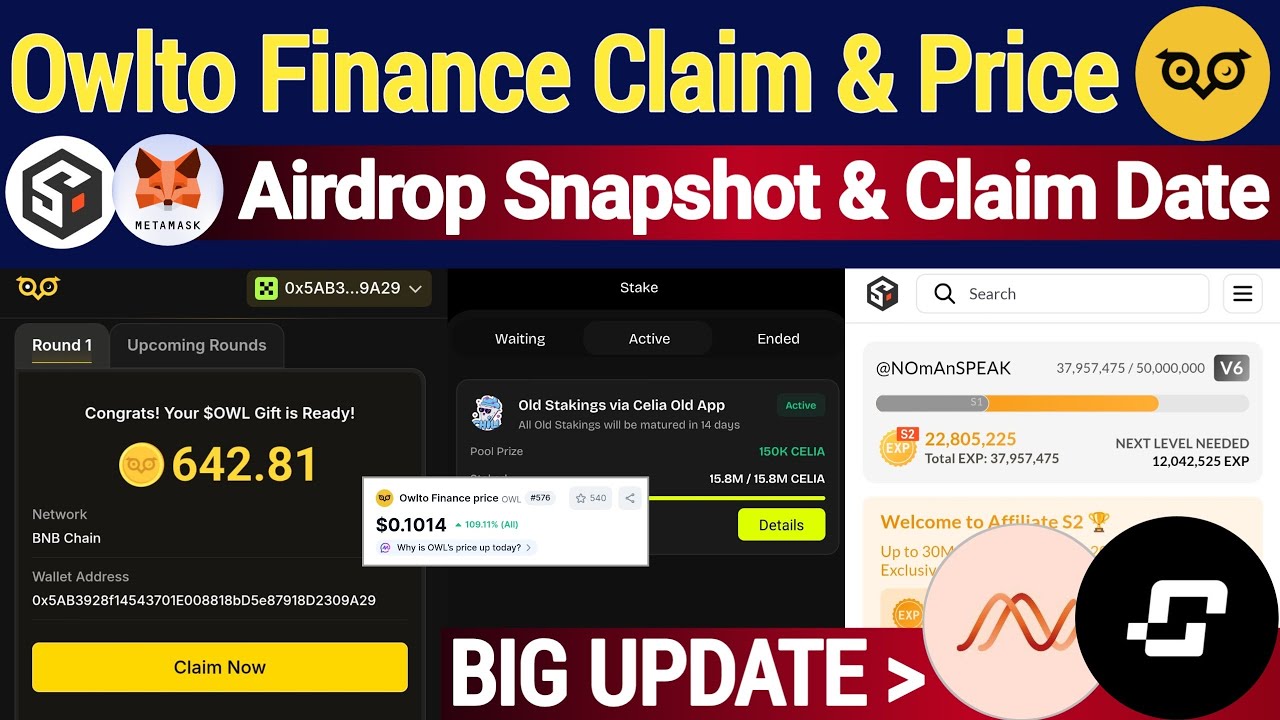 BIG Crypto Airdrop Update 🚀 Owlto Finance Claim | MetaMask & SosoValue Snapshot + Dawn & Celia News