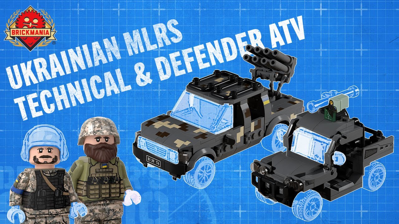Ukrainian MLRS Technical and Defender ATV - Brickmania Designers Studio