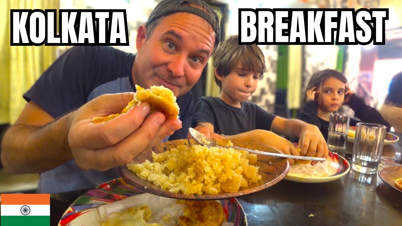 First BREAKFAST KOLKATA 🇮🇳 SWISS FAMILY HUNT FOR HALWA PURI 🇮🇳 বাঙালি খাবার