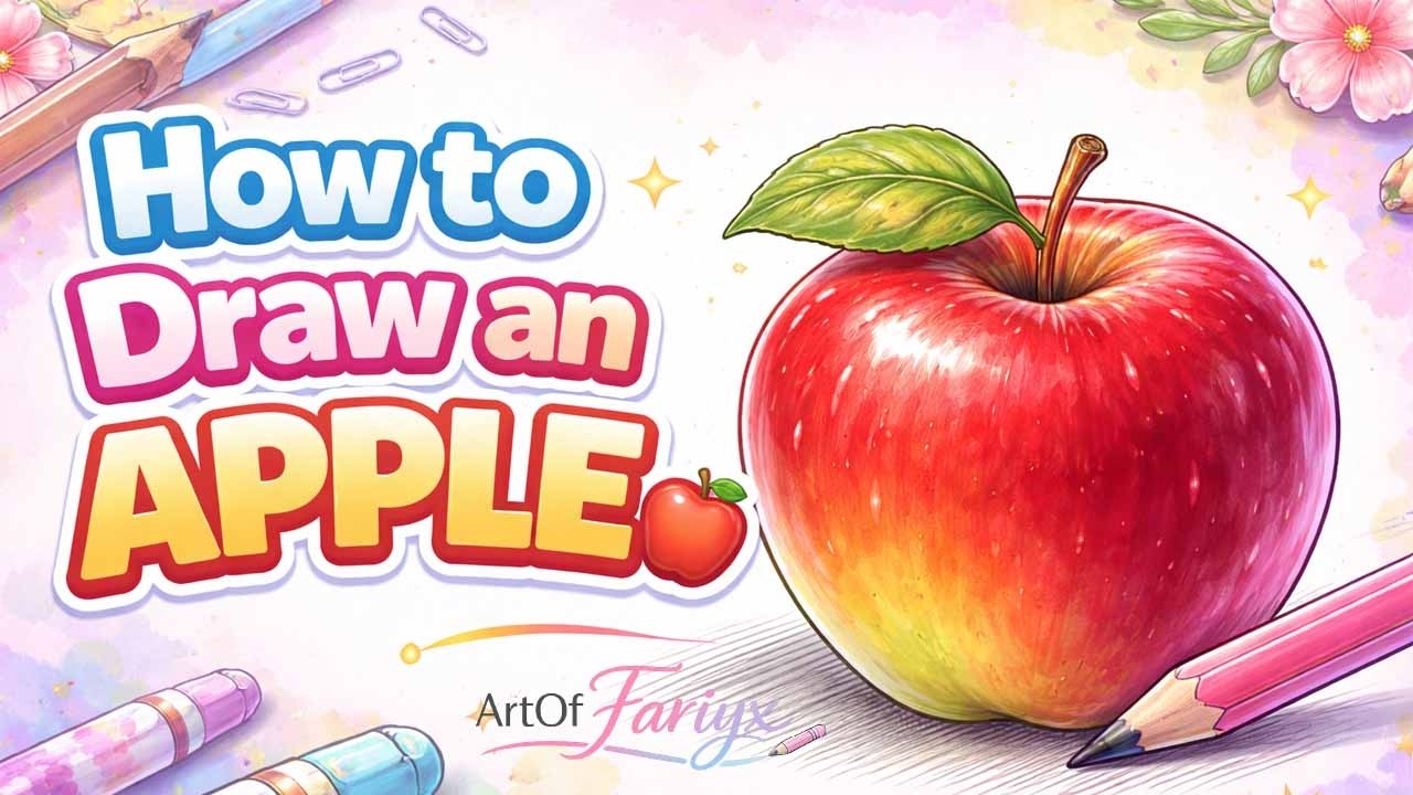 How to draw an Apple Step by step 🍎|easy apple drawing for beginners