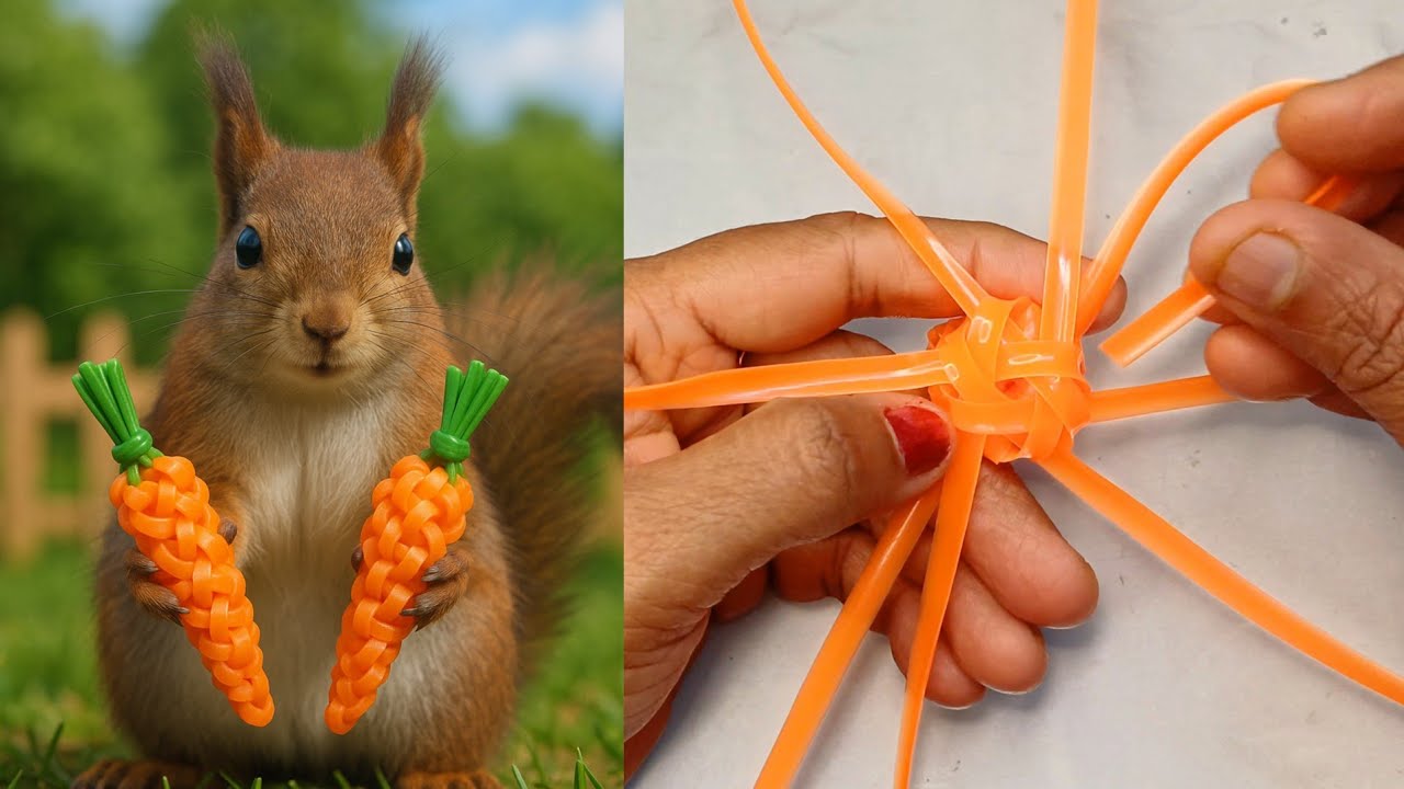 கூடை ஒயரில் கேரட் Plastic wire carrot🥕making ideas /Nagas creative youtube channel wire koodai craft