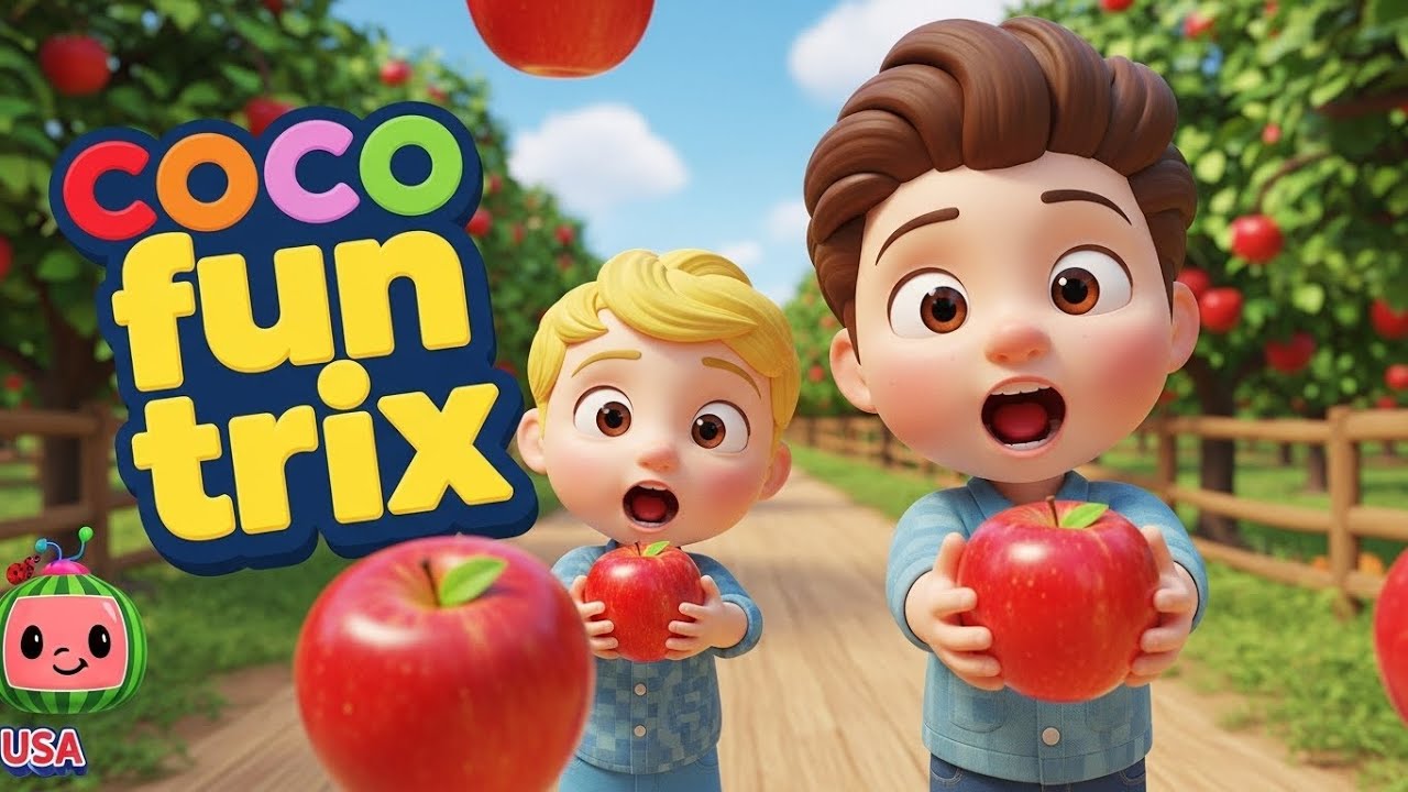 Kids Run to the Apple Farm 🍎 | Fun Farm Song for Children | 3D Cartoon | coco fun Trix