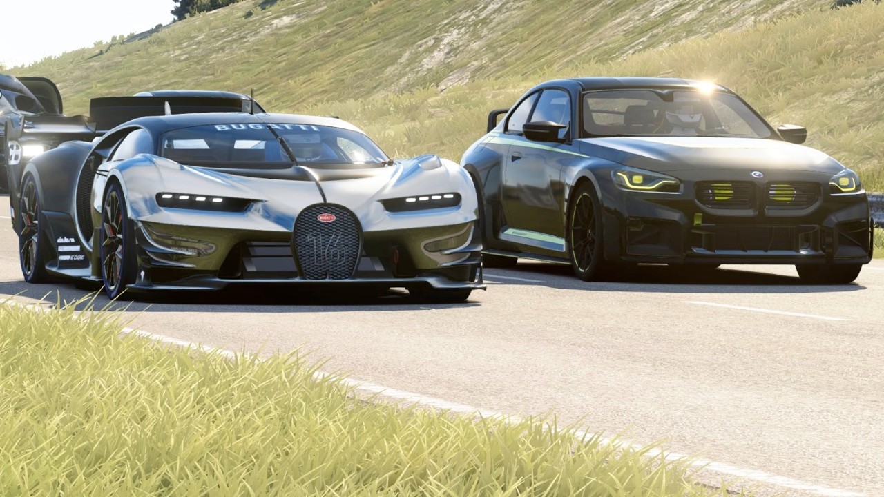 Bugatti Vision GT vs BMW M2 (G87) Competizione, Ferrari 812, Bugagtti Chiron, Ferrari SF90