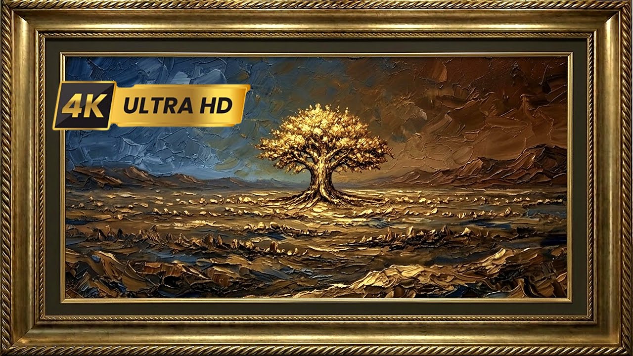 Elegant Golden Tree Art 4K ✨🎨 | Relaxing Luxury Painting Screensaver