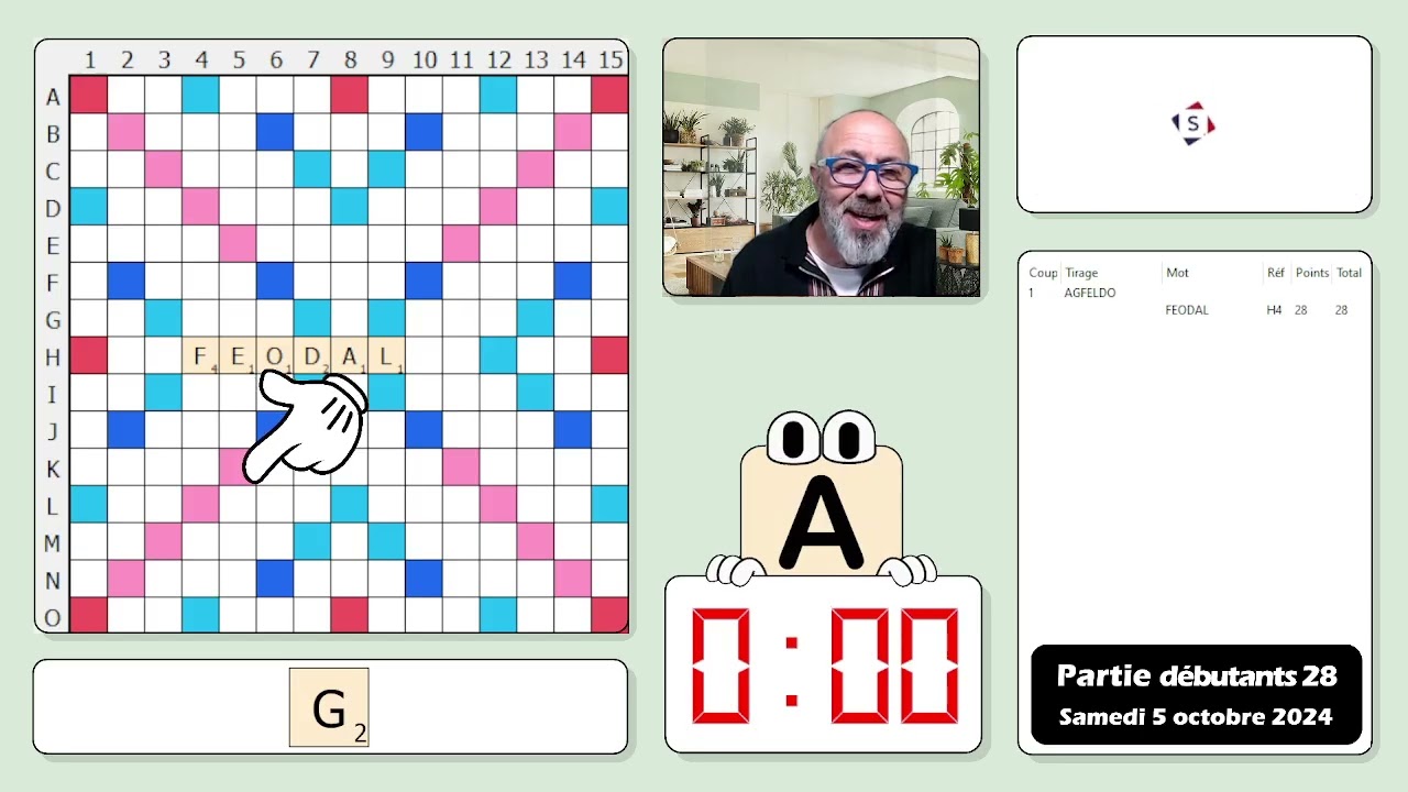 Partie débutant 28 -Scrabble duplicate