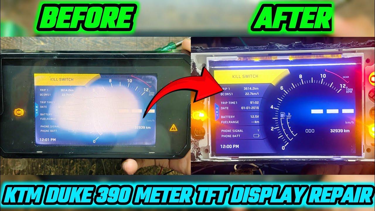 KTM DUKE 390 METER TFT DISPLAY REPAIR - DUKE 390 METER DISPLAY FADE REPAIR - DUKE 390 SPEEDOMETER