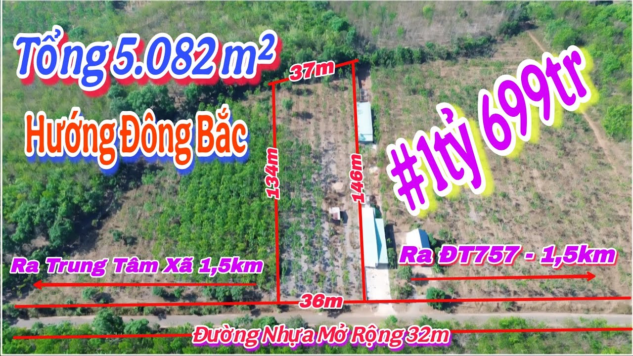 (80) 1tỷ 688tr | Vườn Cao Su 5.082m², Có 36m mặt tiền đường Nhựa 32m LH 0867251968 #bdsbinhphuoc