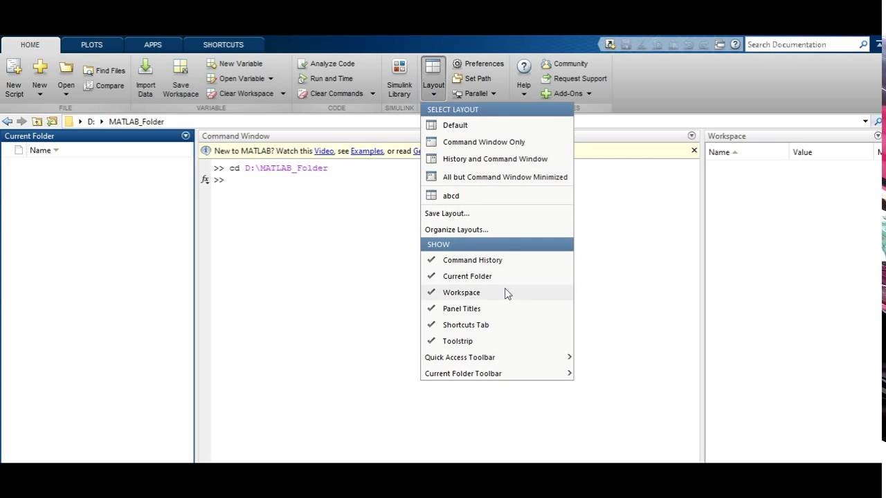 How to change layout of the MATLAB screen | Learn MATLAB