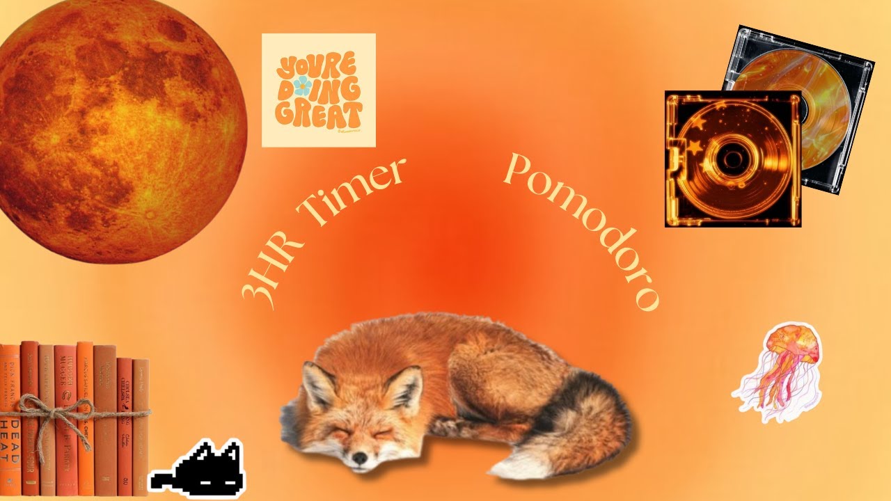 3HR Quiet Pomodoro timer 🧡❣ | Deep focus and productivity | Orange Aesthetic Timer