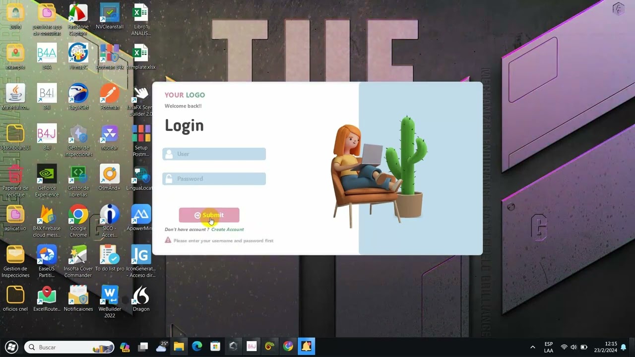 Dise&ntilde;a un Login Moderno en B4J con jDashboardUI