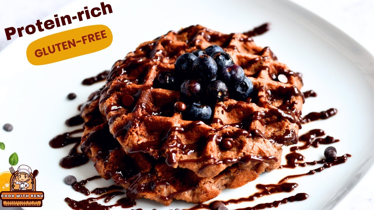 Healthy, Protein-rich, Gluten-Free, Chocolate Protein Oat Banana Waffles for Valentine’s Breakfast