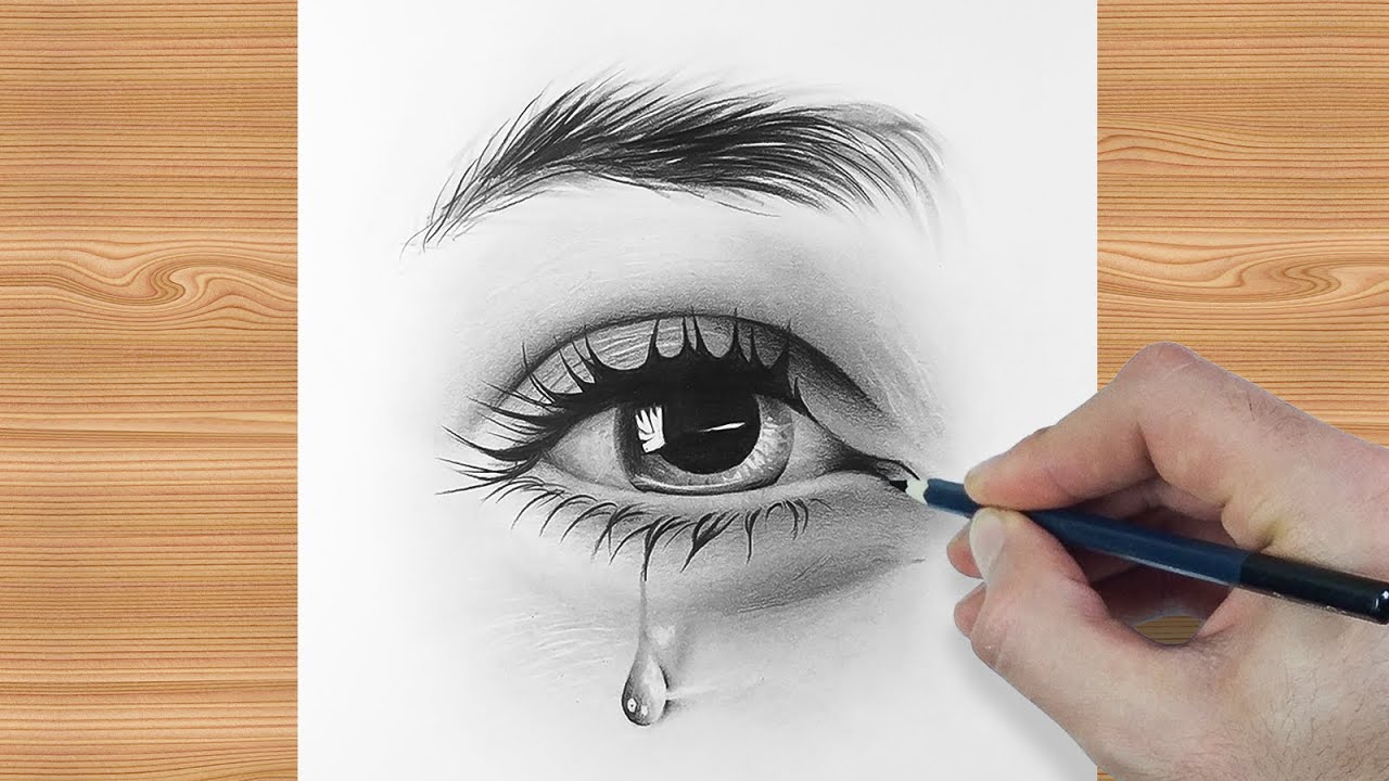 Eye Drawing: How To Draw a Realistic Eye | Crying Eye Drawing Tutorial