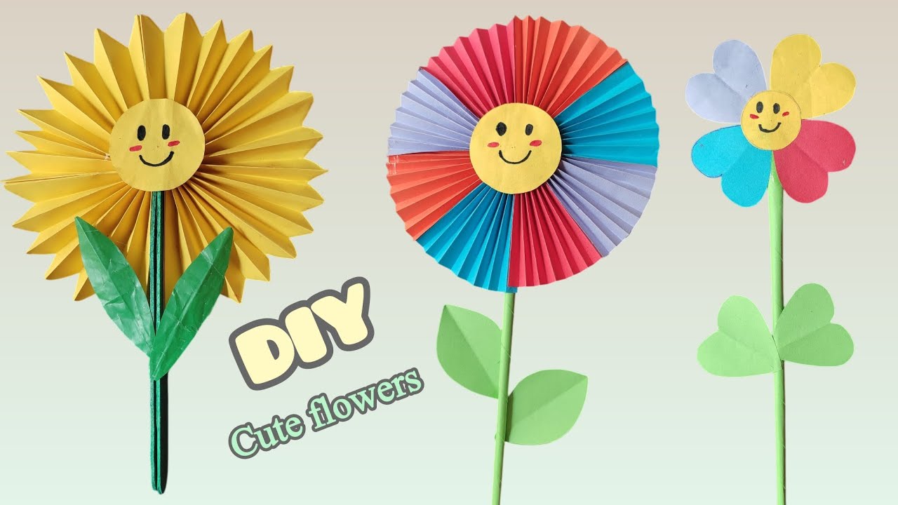 I Made Three Beautiful Flowers From paper | Kids Craft Ideas | Cute Paper Flowers Easy Paper Craft 