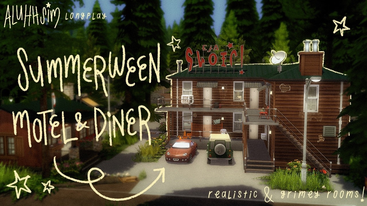 eerie motel & diner nestled in the pine trees🌲🪓🍔the sims 4 longplay w/commentary