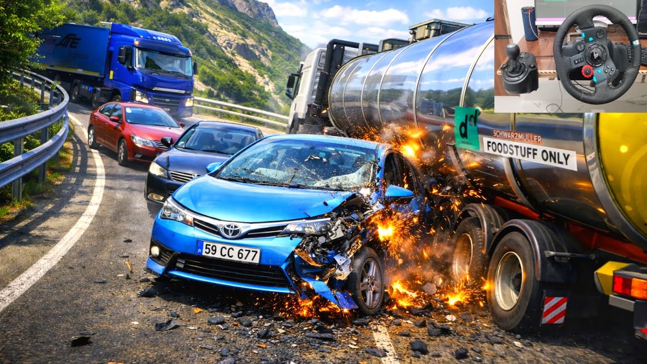Full Speed Corolla Crash on Mountain Road 💥 Logitech G29 Steering Wheel Real Feel Gameplay