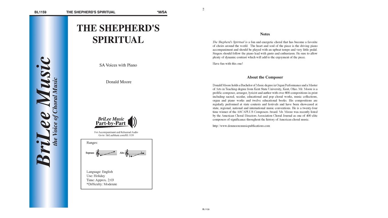 The Shepherd's Spiritual (BL1159) by Donald Moore