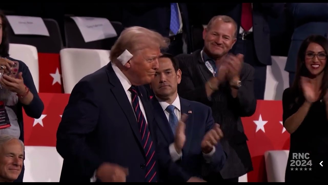 President Donald Trump makes his entrance at the RNC day 3