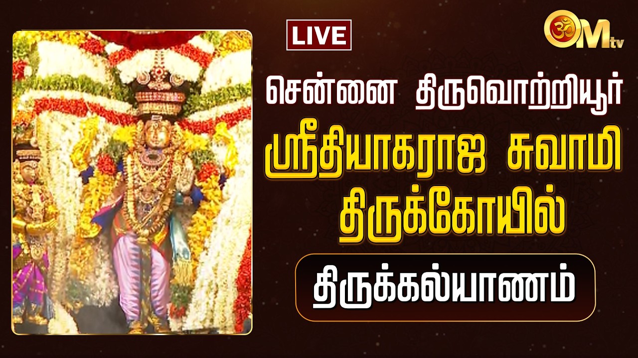 🔴LIVE:சென்னை திருவொற்றியூர் ஸ்ரீதியாகராஜசுவாமி திருக்கோயில் – பிரம்மோற்சவம் – திருக்கல்யாணம் | OM TV