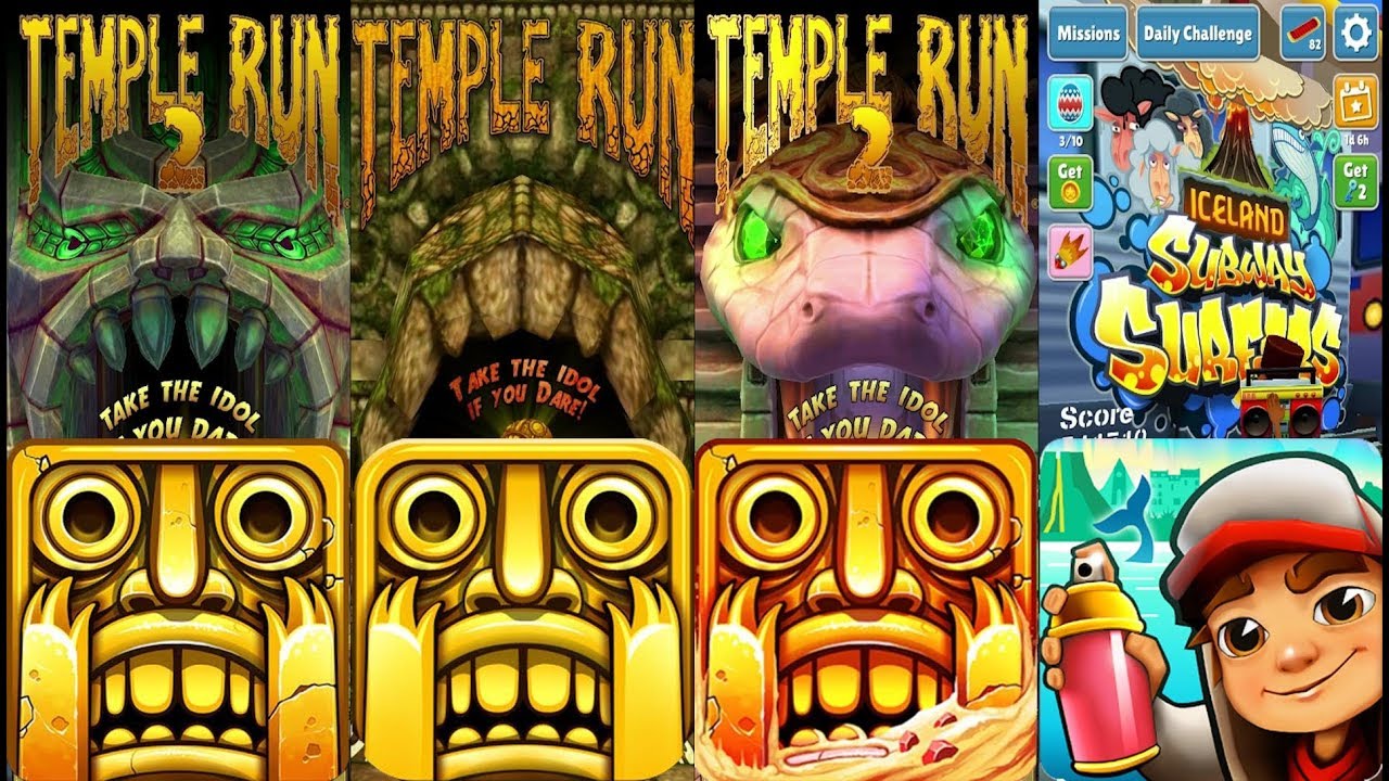 Temple Run 2 Sky Summit Vs Temple Run Vs Temple Run 2 Blazing Sands Vs Subway Surfers Iceland
