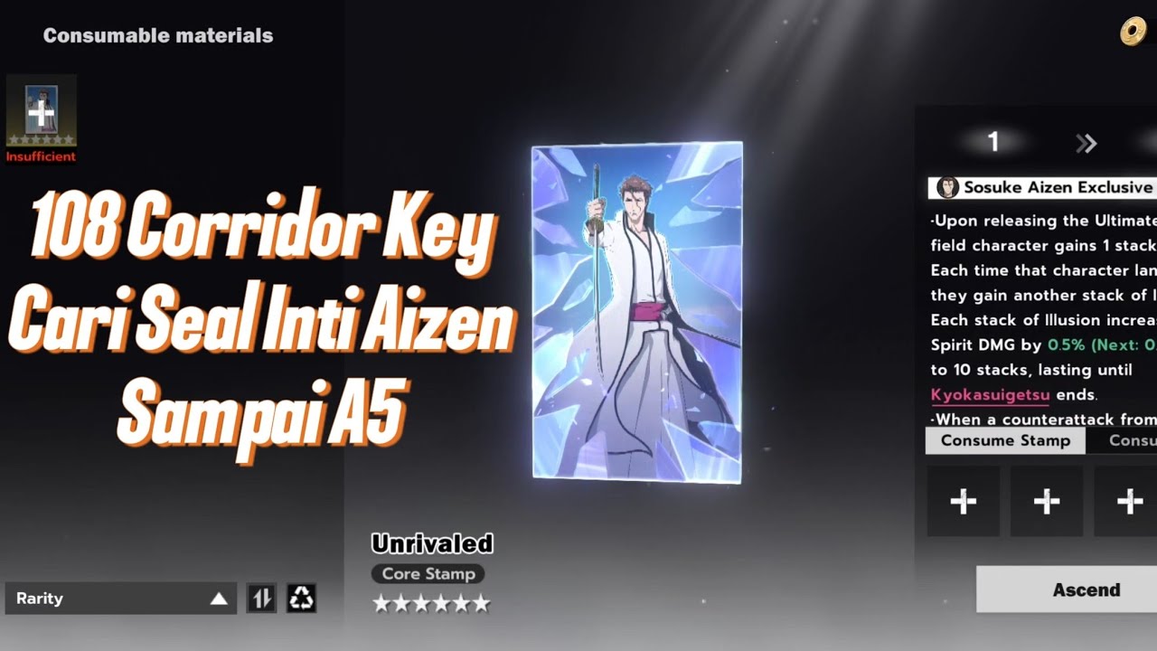 Day 35 Main Bleach Soul Resonance Grinding Stamp Corridor Sosuke Aizen A5🔥
