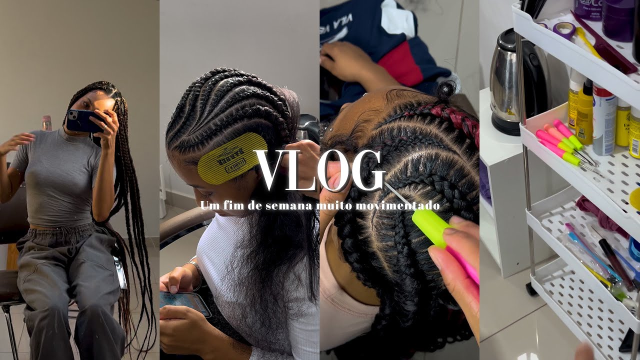 VLOG | 4 tranças em um único dia | Rabo de Cavalo | 2 Ghana Braids Freestyle | Domingo de faxina