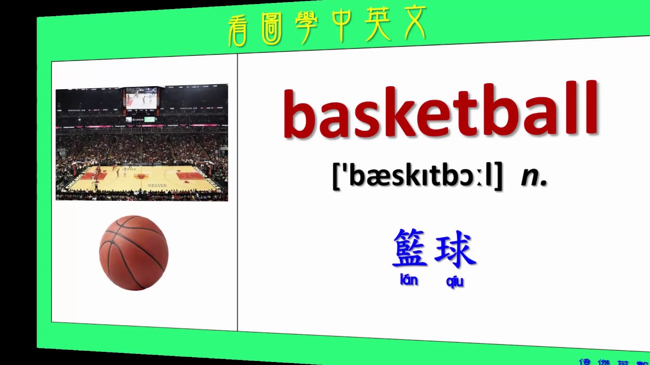 看圖學中英文 11 籃球 (Learning Chinese and English Vocabularies about basketball)