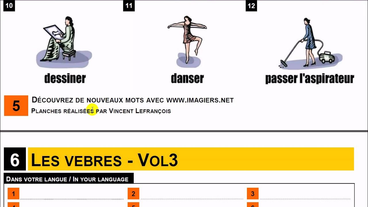 French lesson # Vocabulary # Les verbes #1