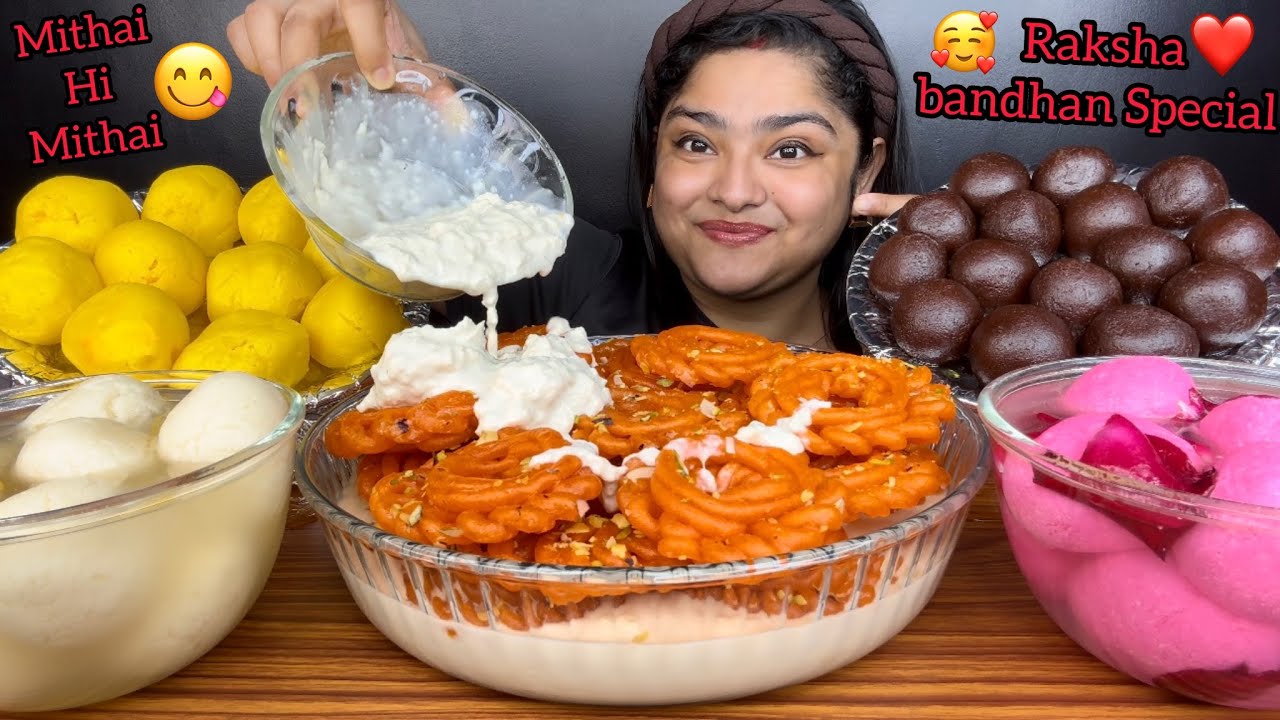RAKHSHABANDHAN SPECIAL🤩 2 KG IMARTI WITH RABDI, RASGULLA, KALA JAMUN, ROSE RASGULLA & RAJBHOG | ASMR