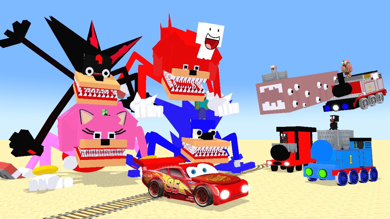 Who is Faster? Team Train or Team Sonic? (Minecraft Animation)