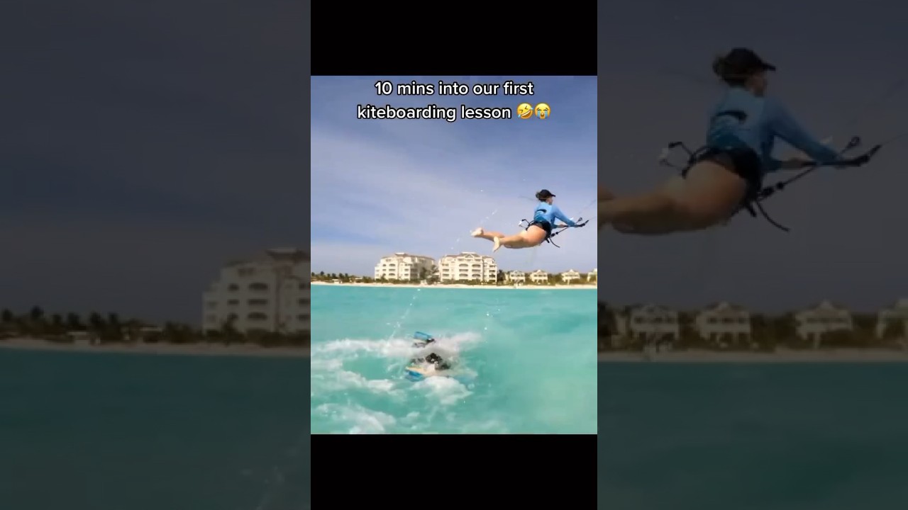 Woman crashes hard at first lesson #kitesurfing #kiteboard #kiteboarding #kitesurf #kite