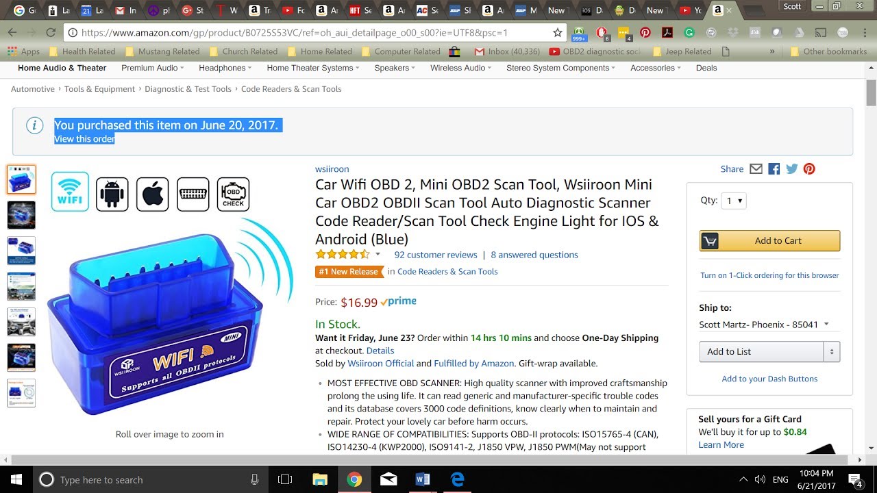 Super Mini OBD ii scanner initial try