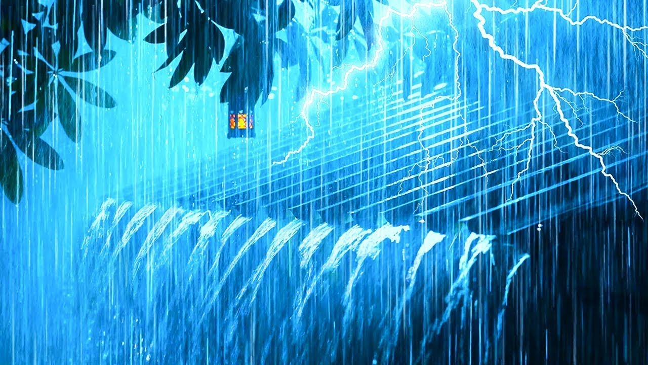 Goodbye Insomnia With Heavy RAIN Sound | Rain Sounds On Old Roof In Foggy Forest At Night, ASMR