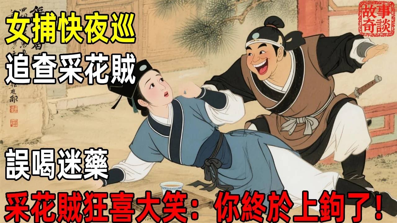 女捕快夜巡追查采花賊，誤喝迷藥，采花賊狂喜大笑：你終於上鉤了！「故事奇談」#故事#民间故事#故事会#民間故事#故事會#温馨故事#民间传统故事