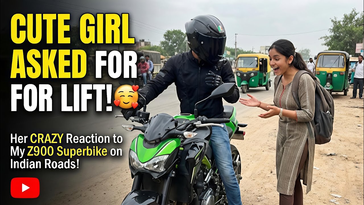 CUTE GIRL ASKED FOR LIFT ON MY Z900! 😍 Her Reaction was CRAZY! 🔥